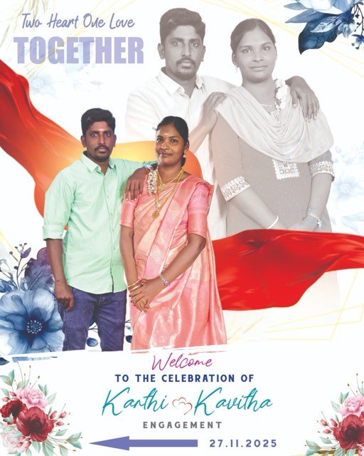 Wedding greeting flex — wedding designed and printed by Hansi Digital, Kalippatti